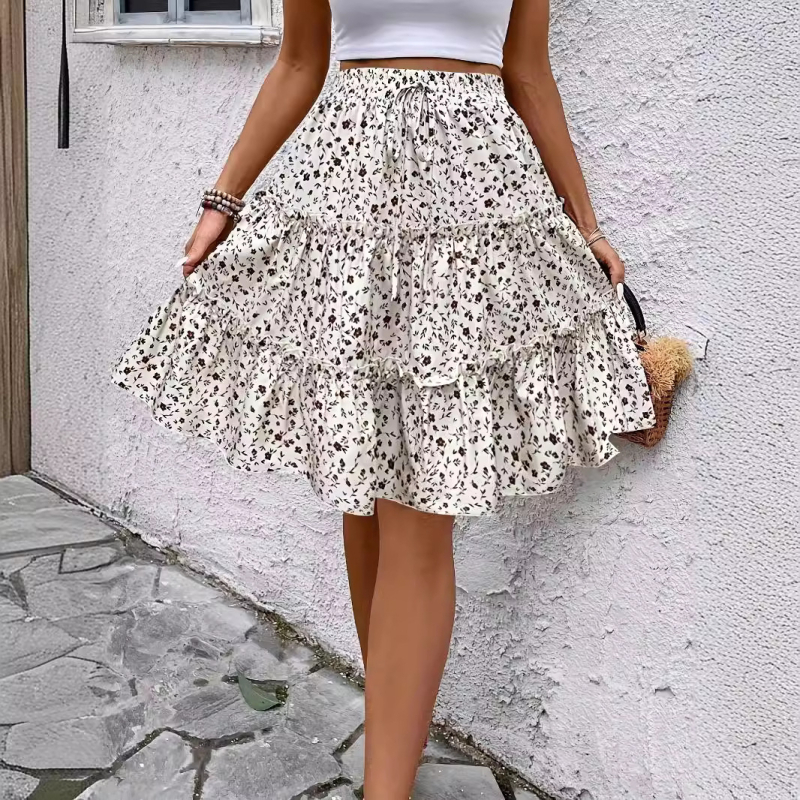 Proljeće/ljeto 2025., nove europske i američke prekogranične cvjetne modne ženske kratke hlače širokih nogavica s drapiranjem, svestrane ležerne suknje-hlače