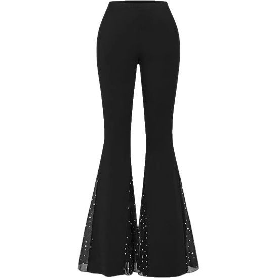 2025 m. naujos moteriškos seksualios aukštu juosmeniu plačios kojos laisvalaikio kelnės metalinėmis blizgučiais platėjančios kelnės karnavalinės vakarėlio kelnės