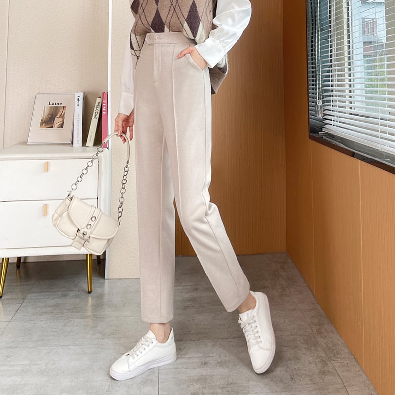 Pantaloni Chenille Harlan pentru femei 2022 toamna și iarna noi pantaloni drepți casual cu morcov talie înaltă slăbire pantaloni skinny din catifea reiată