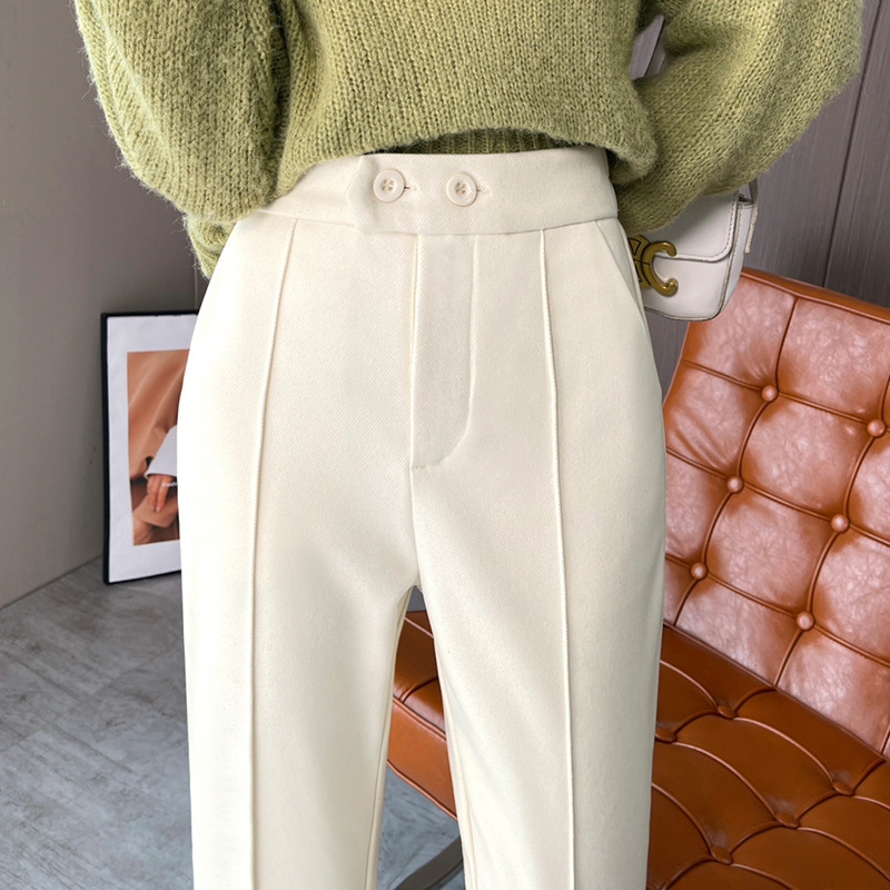 Šenilinės Harlan kelnės moterims 2022 m. rudens ir žiemos naujos tiesios laisvalaikio morkų stiliaus kelnės aukštu juosmeniu liekninančios velvetinės kelnės