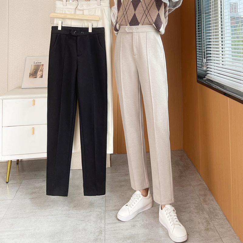 Šenilinės Harlan kelnės moterims 2022 m. rudens ir žiemos naujos tiesios laisvalaikio morkų stiliaus kelnės aukštu juosmeniu liekninančios velvetinės kelnės