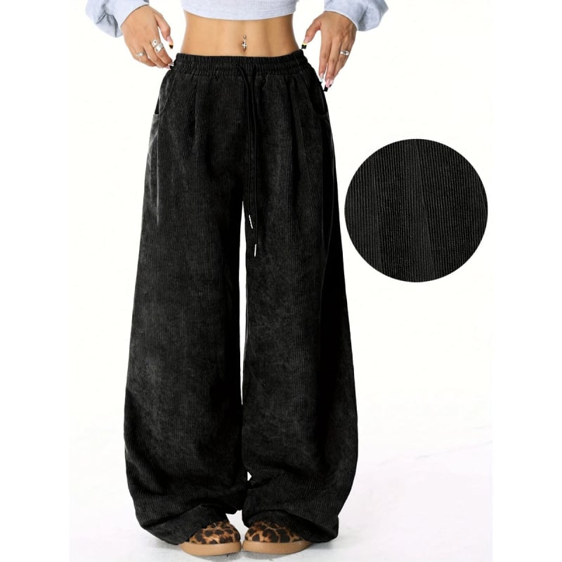 Pantaloni largi transfrontalieri în stoc pentru femei europene și americane, pantaloni drepți din catifea reiată Amazon, pantaloni largi casual