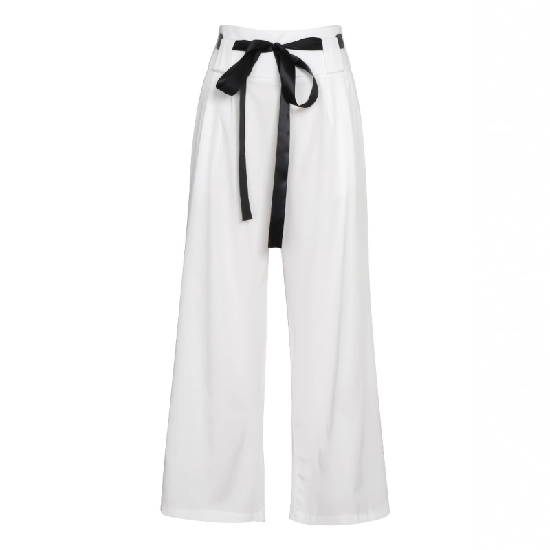 Užsienio prekybos moteriškos laisvalaikio kelnės europietiškos ir amerikietiškos dizaino „Sense“ suvarstomos laisvos, tiesios, plačios kelnės