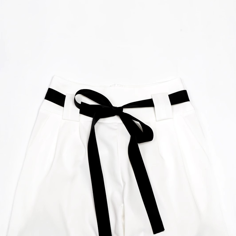 Užsienio prekybos moteriškos laisvalaikio kelnės europietiškos ir amerikietiškos dizaino „Sense“ suvarstomos laisvos, tiesios, plačios kelnės