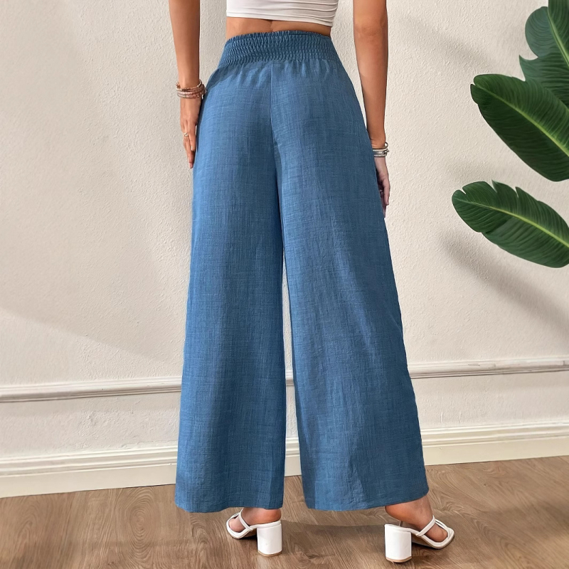 2025 m. Europos ir Amerikos tarpvalstybinė užsienio prekyba „AliExpress Amazon Independent Station“ moteriškos vienspalvės aukšto juosmens plonos plačios kelnės