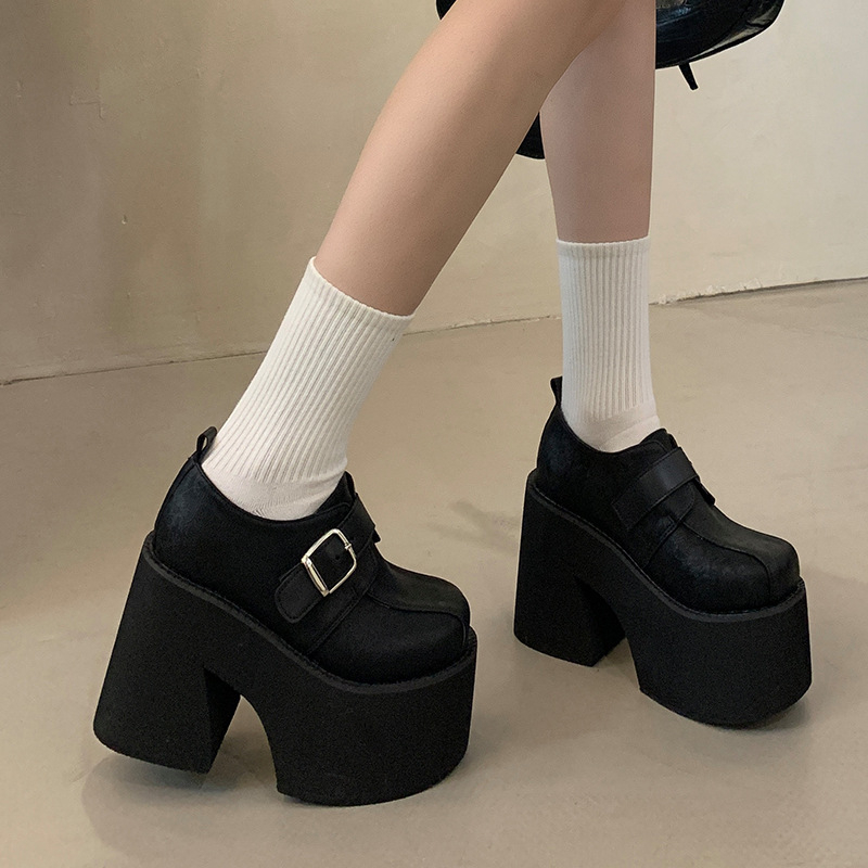 2025 m. nauji europietiški ir amerikietiški moteriški mados bateliai, 11 cm itin aukštu kulnu, storu dugnu, plius dydžio, tarpvalstybiniai, 34–41 dydžio.