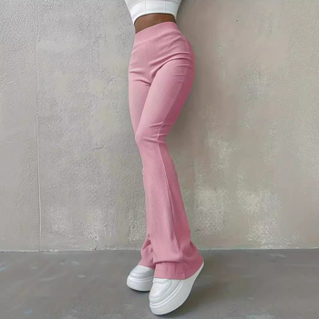 2025 Amazon Temu Népszerű Lezser Bordázott Egyszerű Slim Leggings Tiszta Színű Magas Derekú Divatos Nadrág