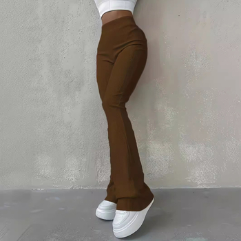 2025 Amazon Temu Népszerű Lezser Bordázott Egyszerű Slim Leggings Tiszta Színű Magas Derekú Divatos Nadrág