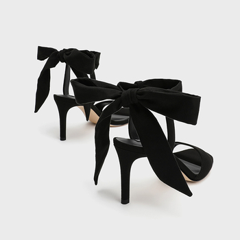 Pavasario ir vasaros CHAOKE2025 naujo stiliaus elegantiškos aukštakulnės basutės su kaspinu ir dirželiu, atviros nosies, kvadratinės nosies, aukštakulniai