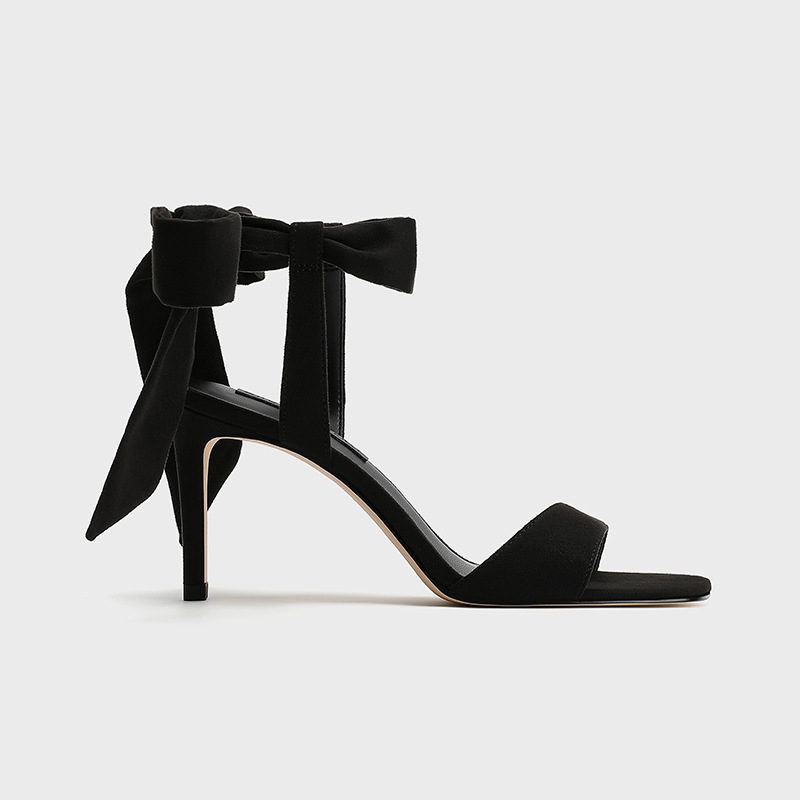 Pavasario ir vasaros CHAOKE2025 naujo stiliaus elegantiškos aukštakulnės basutės su kaspinu ir dirželiu, atviros nosies, kvadratinės nosies, aukštakulniai