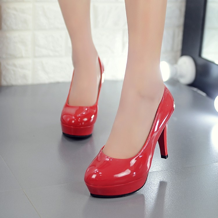 Uued lakknahast kõrge kontsaga kuulsused OL veekindlad platvormid madala suuga ümarate ninadega kingad OL kõrged kontsad moodne mugav naiste kingad hulgimüük