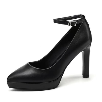 Cheongsam modell kifutós magassarkú női fekete csatos hegyes orrú vastag sarok platform professzionális munkacipő nőknek
