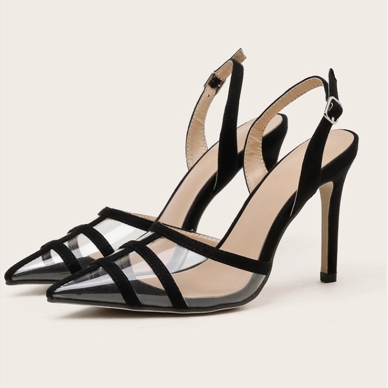 Nauji moteriški bateliai, smailiomis siūlėmis, aukštakulniai, permatomos auksinės basutės su dirželiu nugaroje, 2023 m. tarpvalstybinė prekyba Europoje ir Jungtinėse Amerikos Valstijose, jjm518-3