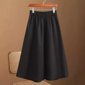 Ležerna modna suknja s tri gumba, nova proljetna i ljetna ženska suknja A-kćeri, elastična suknja visokog struka srednje duljine, velika swing suknja