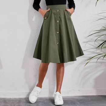 2024 Amazon Cross-Border European and American Clothing Δημοφιλές παντελόνι με τσέπη και κλείσιμο, κομψή φούστα-ομπρέλα, γαλλική φούστα μεσαίου μήκους