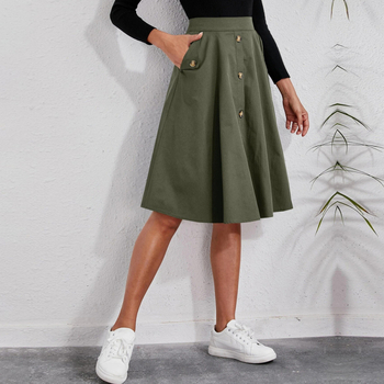 2024 Amazon Cross-Border European and American Clothing Δημοφιλές παντελόνι με τσέπη και κλείσιμο, κομψή φούστα-ομπρέλα, γαλλική φούστα μεσαίου μήκους