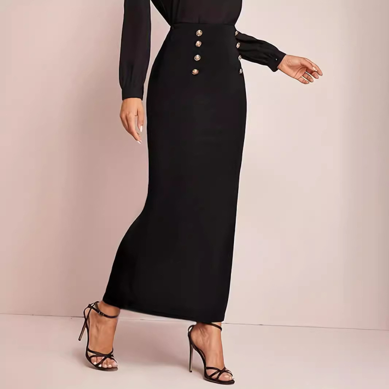 Intelektualna elegantna ženska suknja s dvostrukim kopčanjem iz 2024. - Y616-5