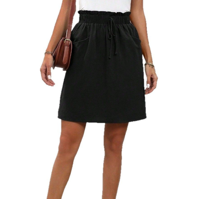 Europska i američka prekogranična želja Ljetna ženska nova labava ležerna kratka suknja s džepom, jednobojna, visoki struk
