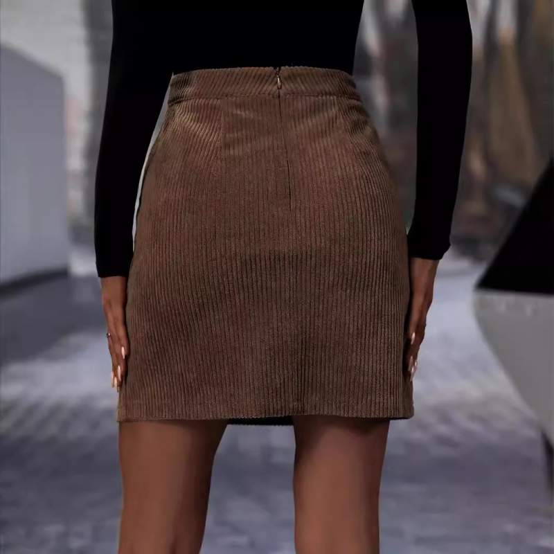 Amazon prekogranična ženska neovisna stanica 2024. Nova modna ženska suknja s podjelom, rebrasta kordurojska suknja