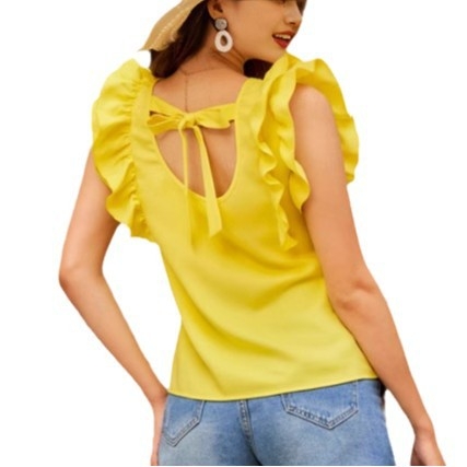 2025 m. „Amazon“ tarpvalstybiniai geriausi europietiški ir amerikietiški apvalios kaklo berankoviai marškiniai su rauktomis rankovėmis, elegantiški moteriški marškiniai.