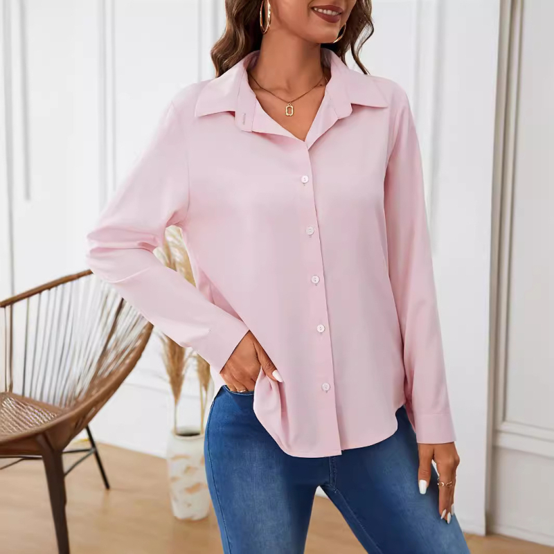 2024. gada Eiropas un Amerikas jaunā ārējās tirdzniecības sieviešu modes krekls ar elegantu ikdienas garām piedurknēm, kardigans ar sprādzi, sieviešu apģērbs