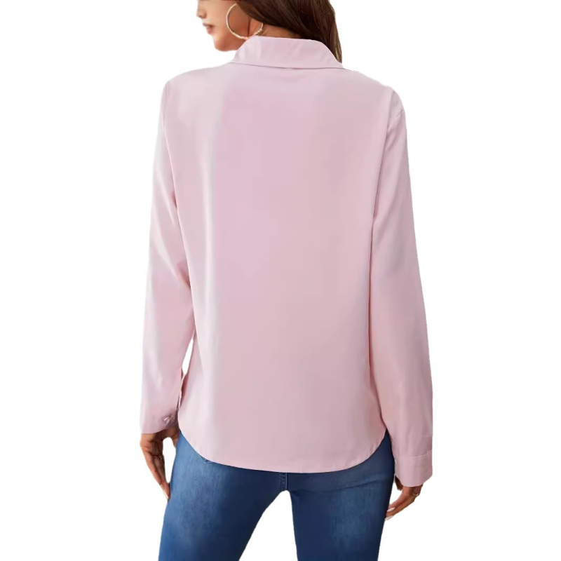 2024. gada Eiropas un Amerikas jaunā ārējās tirdzniecības sieviešu modes krekls ar elegantu ikdienas garām piedurknēm, kardigans ar sprādzi, sieviešu apģērbs