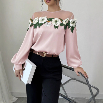 Tarpvalstybinė užsienio prekyba moterims, populiarūs užsienio prekybos marškiniai, Europos ir Amerikos „Amazon“ populiarūs gegutės stiliaus tinklelio sujungimo gėlės