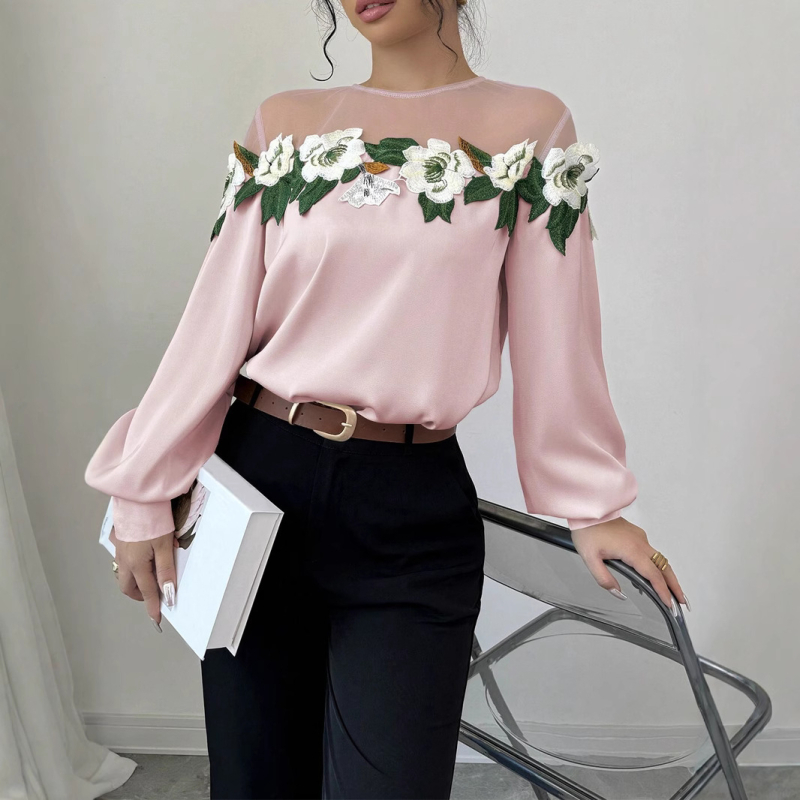 Tarpvalstybinė užsienio prekyba moterims, populiarūs užsienio prekybos marškiniai, Europos ir Amerikos „Amazon“ populiarūs gegutės stiliaus tinklelio sujungimo gėlės