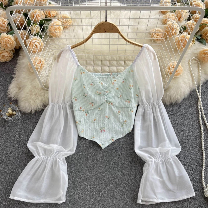 Tarpvalstybinė užsienio prekyba Seksualūs moteriški šifono viršūnės Aštrūs mergaitiški šifono viršūnės