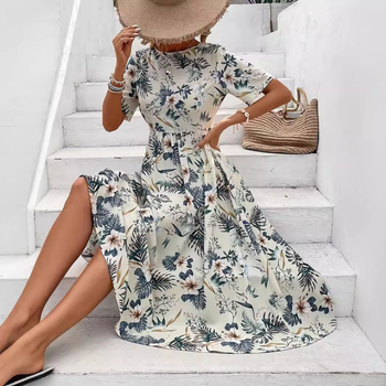 Ljetna elegantna nova uska duga haljina s cvjetnim strukom 5111