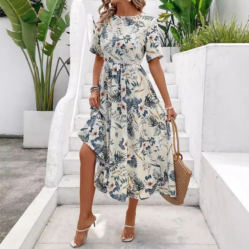 Ljetna elegantna nova uska duga haljina s cvjetnim strukom 5111