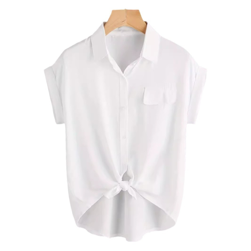 Prekogranična Aliexpress košulja kratkih rukava za žene, ljetna lagana, čista boja, svestrana, ležerna, široka