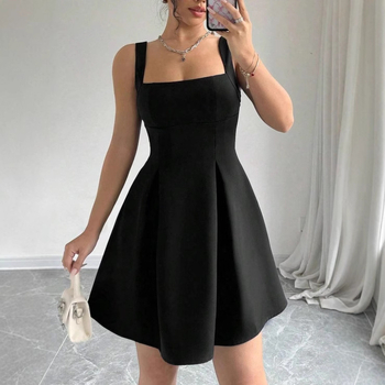 Nova jednobojna sling tanka plisirana suknja s visokim strukom, europska i američka ženska ljetna haljina za 2025. godinu, veleprodaja