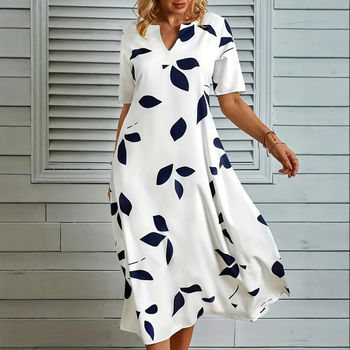 Prekogranična europska i američka blagdanska haljina 2024. Ljeto Independent Station Amazon Nova haljina s V-izrezom i printom