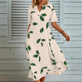 Prekogranična europska i američka blagdanska haljina 2024. Ljeto Independent Station Amazon Nova haljina s V-izrezom i printom
