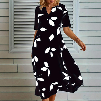 Prekogranična europska i američka blagdanska haljina 2024. Ljeto Independent Station Amazon Nova haljina s V-izrezom i printom