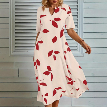Prekogranična europska i američka blagdanska haljina 2024. Ljeto Independent Station Amazon Nova haljina s V-izrezom i printom