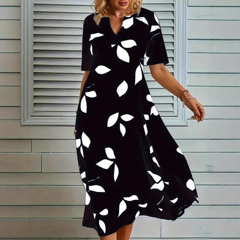 Prekogranična europska i američka blagdanska haljina 2024. Ljeto Independent Station Amazon Nova haljina s V-izrezom i printom