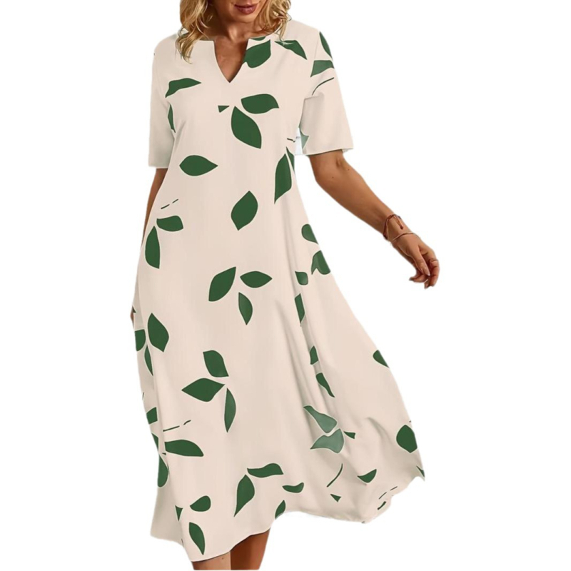 Prekogranična europska i američka blagdanska haljina 2024. Ljeto Independent Station Amazon Nova haljina s V-izrezom i printom