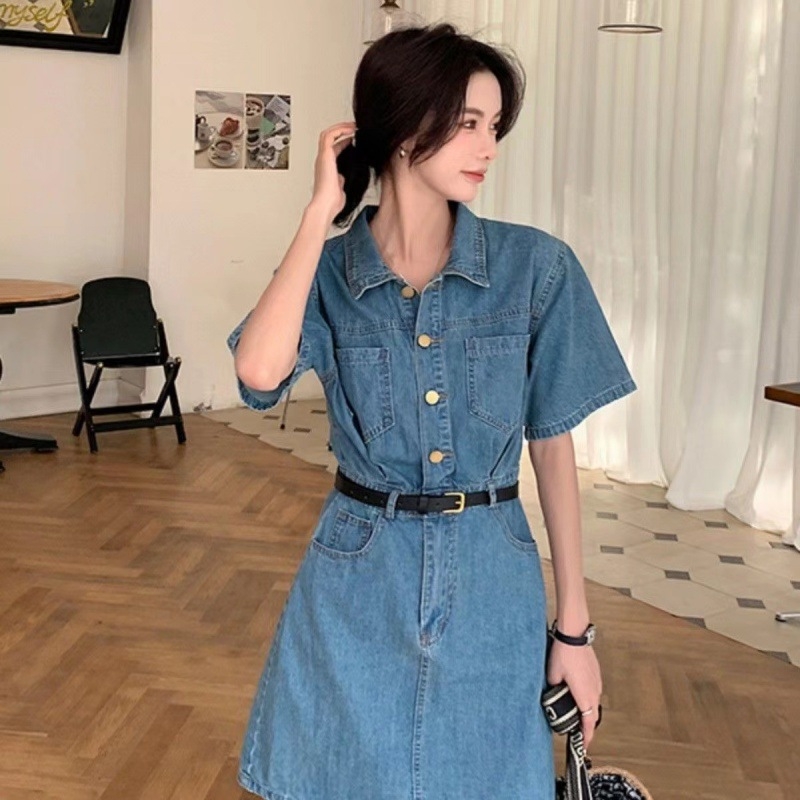 Francuska retro ljetna haljina kratkih rukava u hongkonškom stilu za žene, visoka kvaliteta, za mršavljenje, u retro stilu, za žene