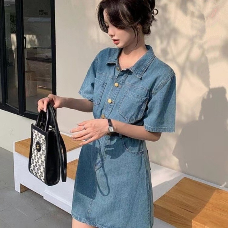 Francuska retro ljetna haljina kratkih rukava u hongkonškom stilu za žene, visoka kvaliteta, za mršavljenje, u retro stilu, za žene