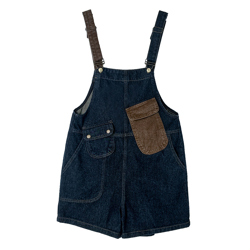 2024. gada vasaras jauni, plus izmēra, vaļīgi džinsa šorti ar siksniņām, sieviešu rietumu stila platas kājas, ar miesu pārklāts korejiešu stila kombinezons