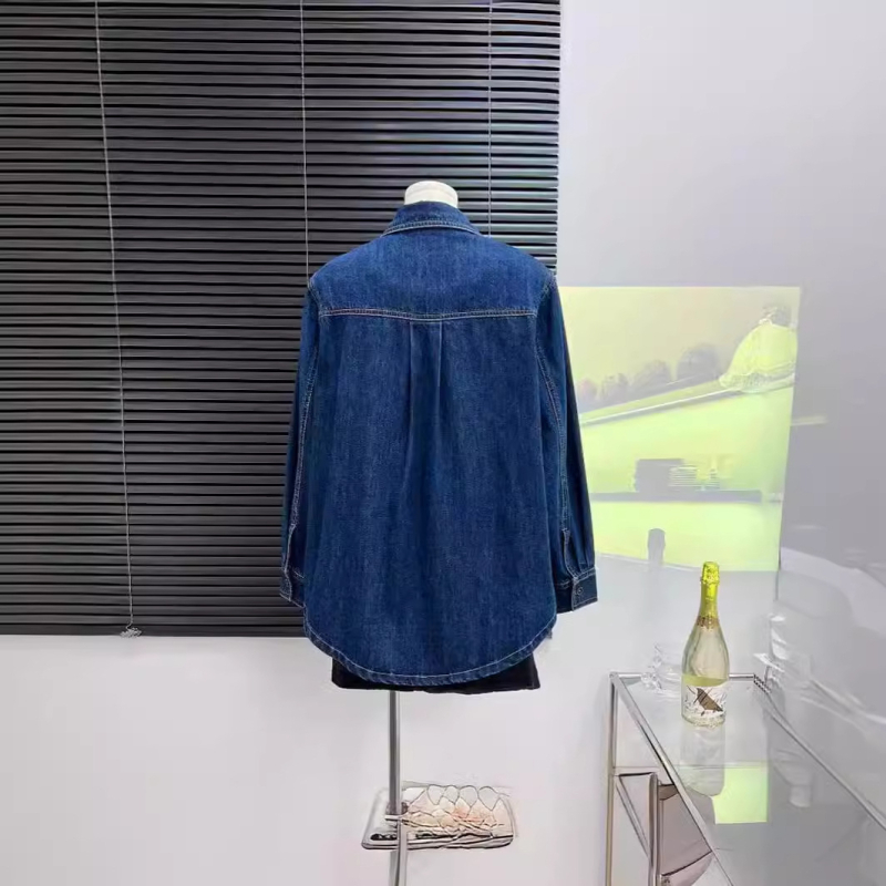 Nova plava traper košulja za žene, Design Sense Niche jakna, slimming retro složena košulja dugih rukava