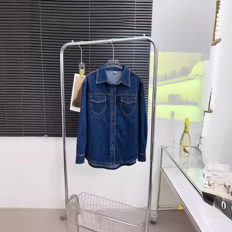 Nova plava traper košulja za žene, Design Sense Niche jakna, slimming retro složena košulja dugih rukava