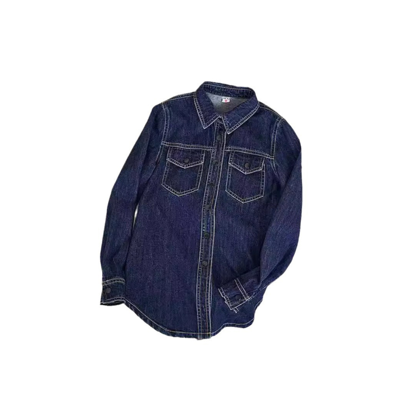 Nova plava traper košulja za žene, proljetno-jesenska, s uzorkom, mala, preoblikovana, u drevnom hongkonškom stilu