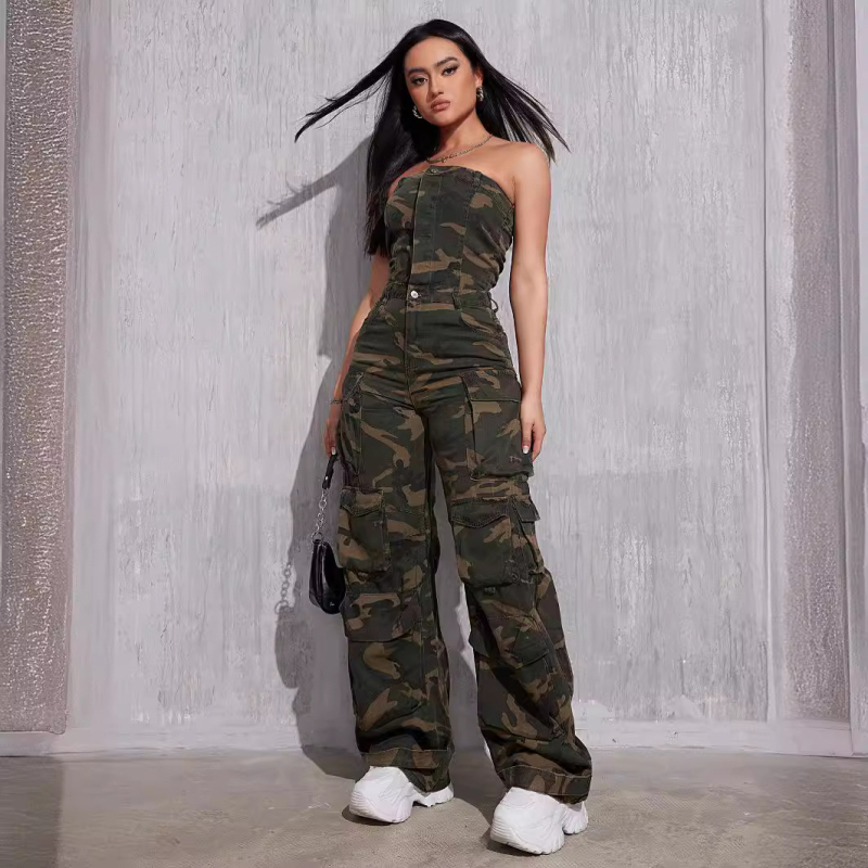 Amazon prekogranični novi labavi kamuflažni kamuflažni kombinezon duljine cijevi, seksi vrući kombinezon za djevojke za žene