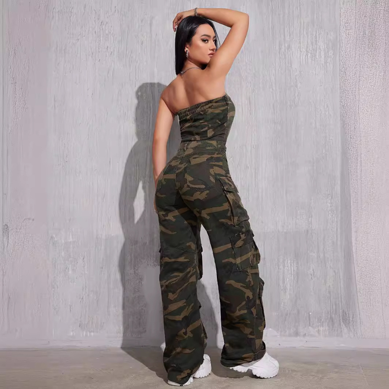 Amazon prekogranični novi labavi kamuflažni kamuflažni kombinezon duljine cijevi, seksi vrući kombinezon za djevojke za žene