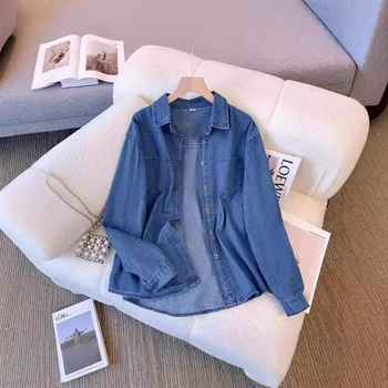 Honkongo stiliaus vintažiniai džinsiniai marškiniai, moteriški pavasario ir rudens stiliaus marškiniai su viršutine dalimi, nauji laisvi, universalūs džinsiniai marškiniai-švarkai