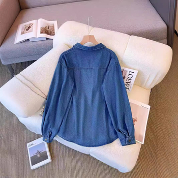 Honkongo stiliaus vintažiniai džinsiniai marškiniai, moteriški pavasario ir rudens stiliaus marškiniai su viršutine dalimi, nauji laisvi, universalūs džinsiniai marškiniai-švarkai