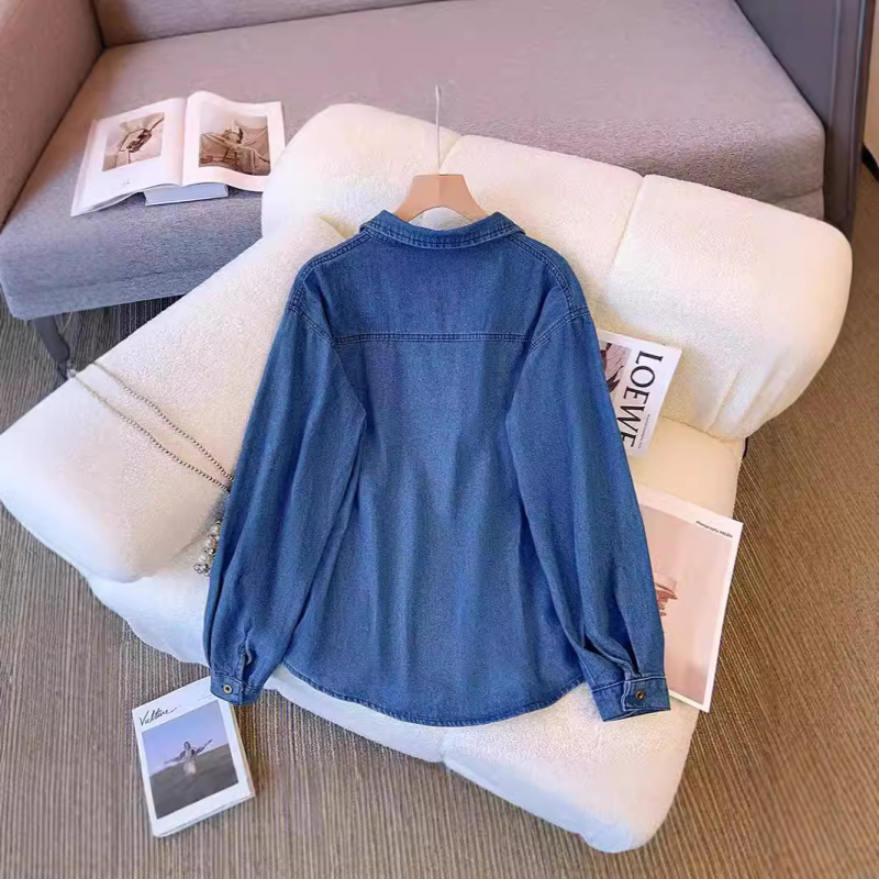 Honkongo stiliaus vintažiniai džinsiniai marškiniai, moteriški pavasario ir rudens stiliaus marškiniai su viršutine dalimi, nauji laisvi, universalūs džinsiniai marškiniai-švarkai